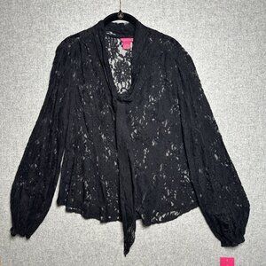 NWT Sunny Leigh XL Womens Top Blouse Bow Bell Sleeve Lace Whimsigoth Romantic